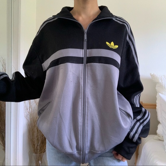 adidas Tops - ADIDAS Gray And Black Zip Up Sweatshirt